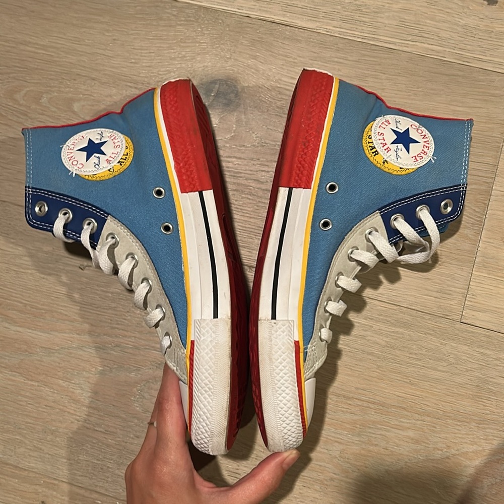 ❌SOLD💰Converse Chuck Taylor Blue and Red High-Top Double Logo Sneakers Men size7 - Picture 11 of 12